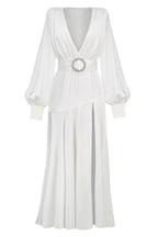Tatiana Effortless V Neck Belted Slit Maxi Dress Premium Wardrobe Essential