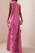 Jimena Effortless Sleeveless Maxi Dress with Floral Embellishment Boutique Collection