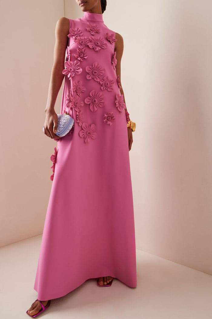 Rita Timeless Sleeveless Maxi Dress with Floral Embellishment Designer Edit