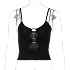Hollow out low cut ring cami cut out top