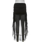 Ruched ruffle mesh mini skirt  | Festival Outfits Women