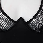 Lace see through patchwork mini dress