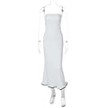 Backless solid ruffle tube maxi dress  | Festival Outfits Women