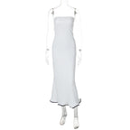 Backless solid ruffle tube maxi dress  | Festival Outfits Women