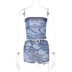 Abstract print backless contrast tube pant set  | Festival Outfits Women