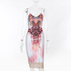 Lace hem flower print v neck cami midi dress  | Festival Outfits Women