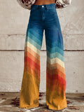 | Wide-Leg Pants in Sunset Chevron