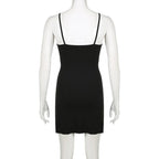 Rose pattern contrast v neck backless cami mini dress