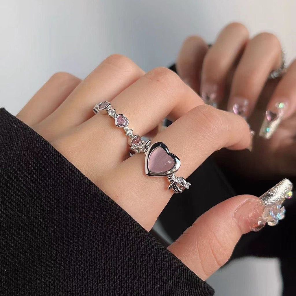 Heart rhinestone contrast ring  | Festival Outfits Women