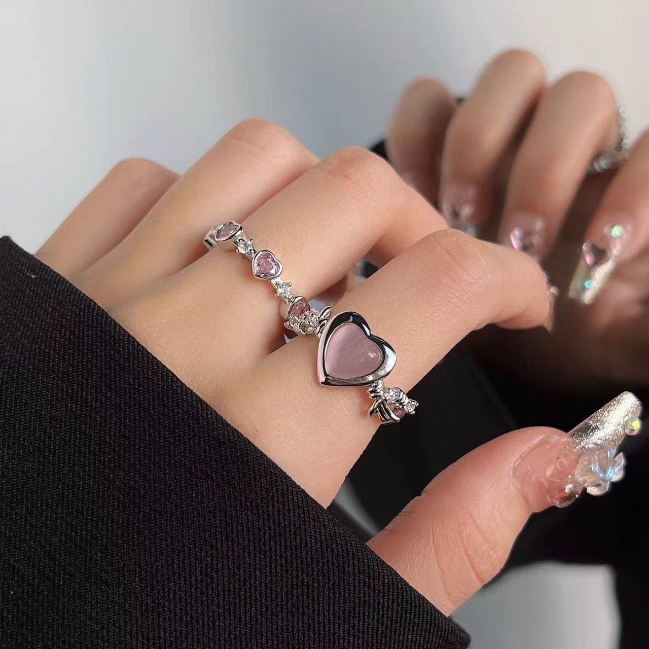 Heart rhinestone contrast ring  | Festival Outfits Women