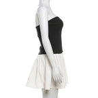 Ruched backless contrast sleeveless tube mini dress  | Festival Outfits Women