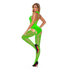High neck fishnet suspender strappy bodystocking  | Festival Outfits Women