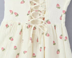 Square neck strawberry print lace up cami mini dress  | Festival Outfits Women