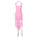 Halter ruffle backless midi dress  | Festival Outfits Women