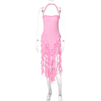 Halter ruffle backless midi dress  | Festival Outfits Women