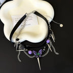 Purple butterfly layered rivet adjustable choker necklace  | Festival Outfits Women