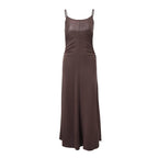 Solid ruched u neck backless cami maxi dress