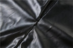 Slit PU leather contrast patchwork halter backless mini dress