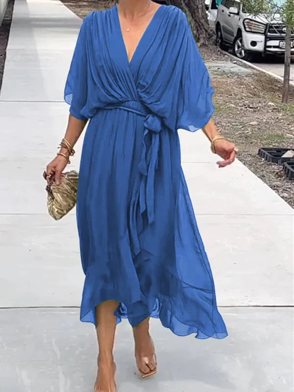 Nives Timeless Dress with V Neckline Chic Silhouette Collection