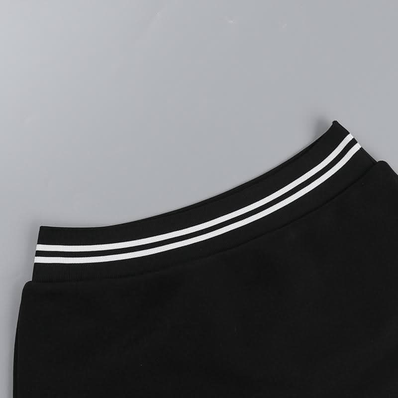 Long sleeve crewneck letter pattern crop mini skirt set  | Festival Outfits Women