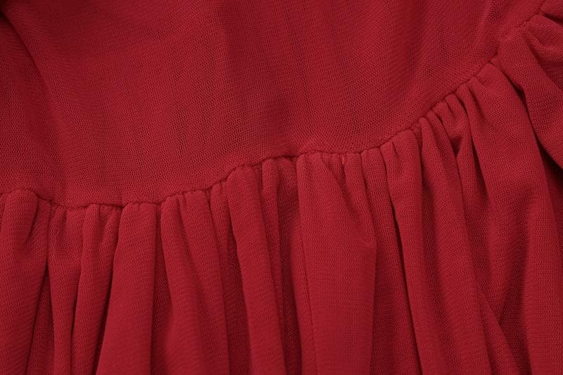 Long sleeve ruffle ruched cross front halter sheer mesh mini dress