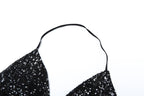 Halter metallic glitter cowl neck ruched 2 piece top  | Festival Outfits Women