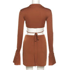 Long flared sleeve skirt set