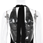 Halter deep v neck backless high slit maxi dress  | Festival Outfits Women