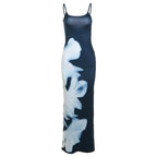 U neck print backless contrast cami maxi dress  | Festival Outfits Women