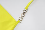 Metal chain self tie halter backless solid mini dress