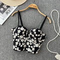 Embroidery padded bustier flower applique cami top  | Festival Outfits Women