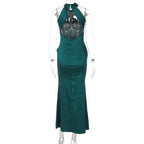 Cross front button zip-up solid maxi dress  | Festival Outfits Women