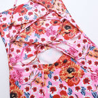 Cross back self tie flower print cami maxi dress  | Festival Outfits Women