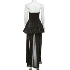Ruched solid backless tube mini dress  | Festival Outfits Women