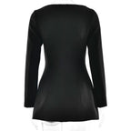 Long sleeve bowknot solid mini dress  | Festival Outfits Women