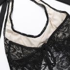 Halter backless lace flower pattern solid top  | Festival Outfits Women