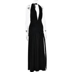 Halter deep v neck backless high slit maxi dress  | Festival Outfits Women