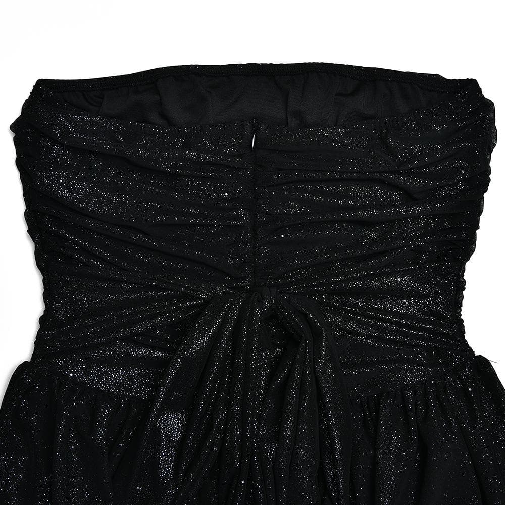 Ruched backless glitter mesh tube mini dress  | Festival Outfits Women