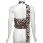 Leopard print ruched scarf tube top  | Festival Outfits Women  | Cheetah Print Top