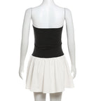 Ruched backless contrast sleeveless tube mini dress  | Festival Outfits Women