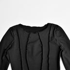 Long sleeve round neck irregular stitch mini dress