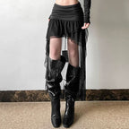 Ruched ruffle mesh mini skirt  | Festival Outfits Women