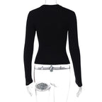 Long sleeve contrast body print crewneck top  | Festival Outfits Women