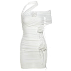 Halter flower applique mesh mini dress  | Festival Outfits Women