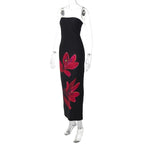 Flower print knotted backless tube maxi dress  | Festival Outfits Women