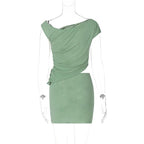 Off shoulder ruched mini skirt set  | Festival Outfits Women