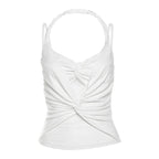 Halter ruched lace patchwork v neck cami top  | Festival Outfits Women
