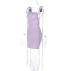 Ruched backless cowl neck solid self tie mini dress