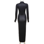 Long sleeve crewneck body print midi dress