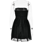Ruched backless glitter mesh tube mini dress  | Festival Outfits Women
